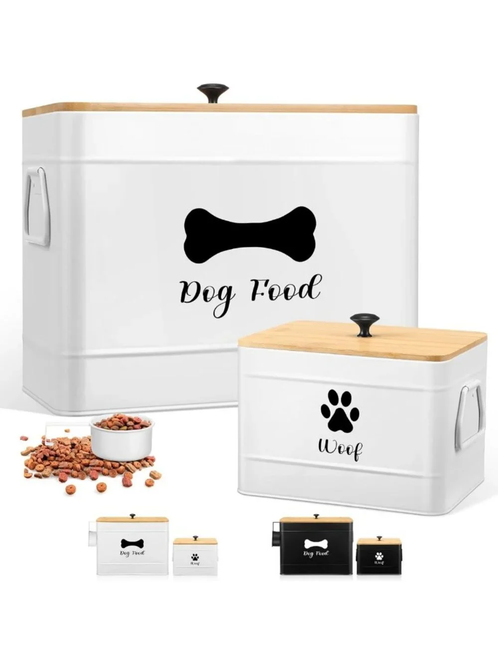 Extra Large Airtight Dog Food Storage Containers Set of 2 with Bamboo Lids